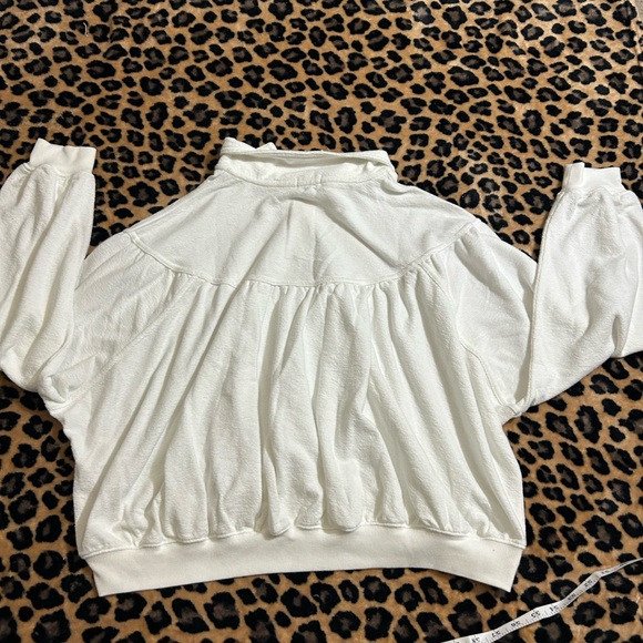 aerie White Long-Sleeve Polo Pullover Sweatshirt - Picture 9 of 11